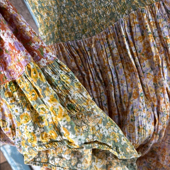 Angie Green and Yellow Textured patchwork Dress - Picture 15 of 16